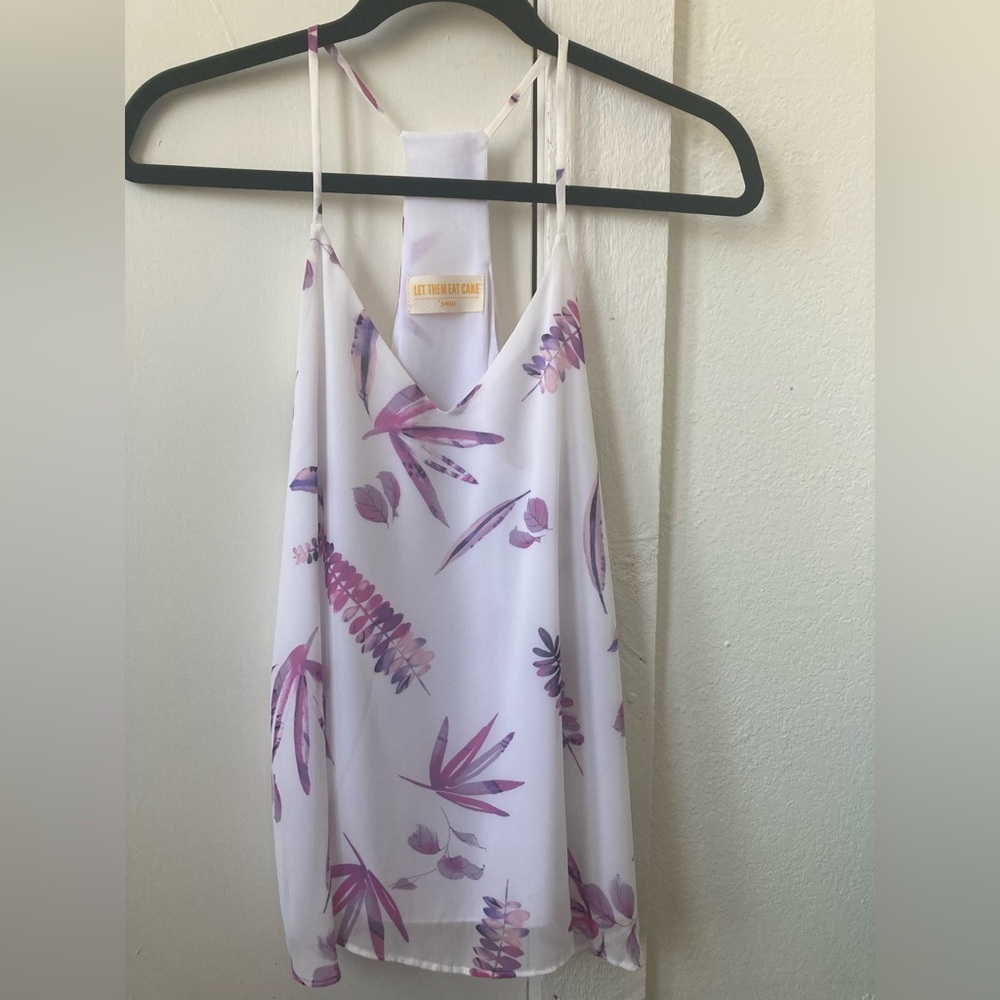 White and Purple Sleeveless Top